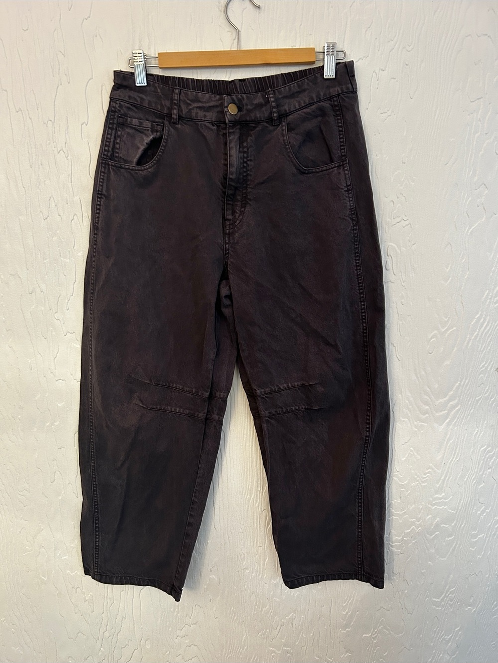 YFB Barrel Leg Jeans Large Grey Black Utility Casual Streetwear Baggy Relaxed